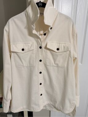 Madewell Corduroy Relaxed Shirt-Jacket Winter White Size M NT900
